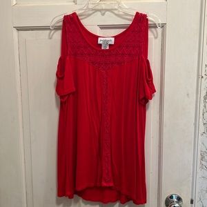 Red layered sheer top